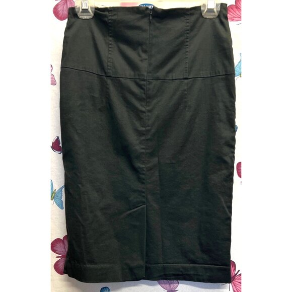 Forever 21 Black Pencil Mini Skirt Front Lace-Up Detail Medium 24” Length - Picture 2 of 3